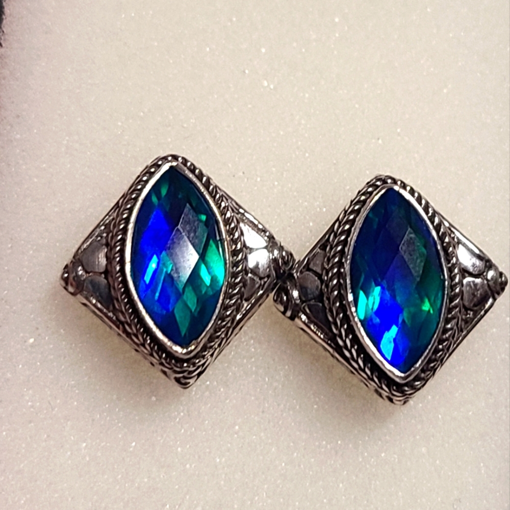 SARDA Swiss Blue Topaz & Royal Bali Blue Mystic Topaz Earrings